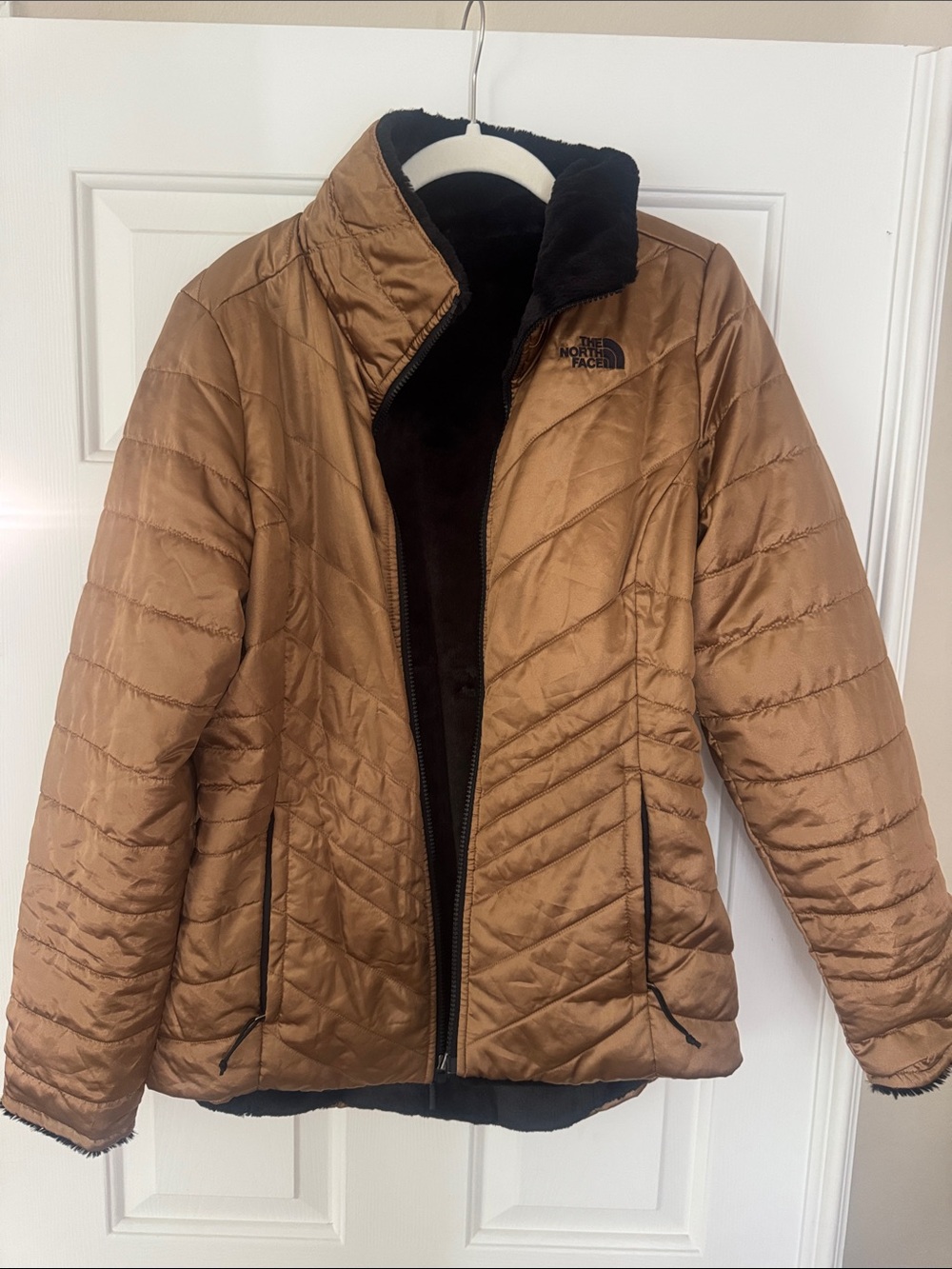 The North Face Women’s Metallic Brown Reversible Puffer Jacket